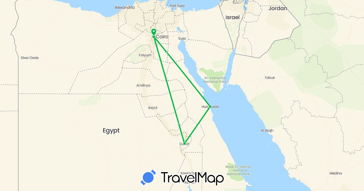 TravelMap itinerary: driving, bus in Egypt (Africa)